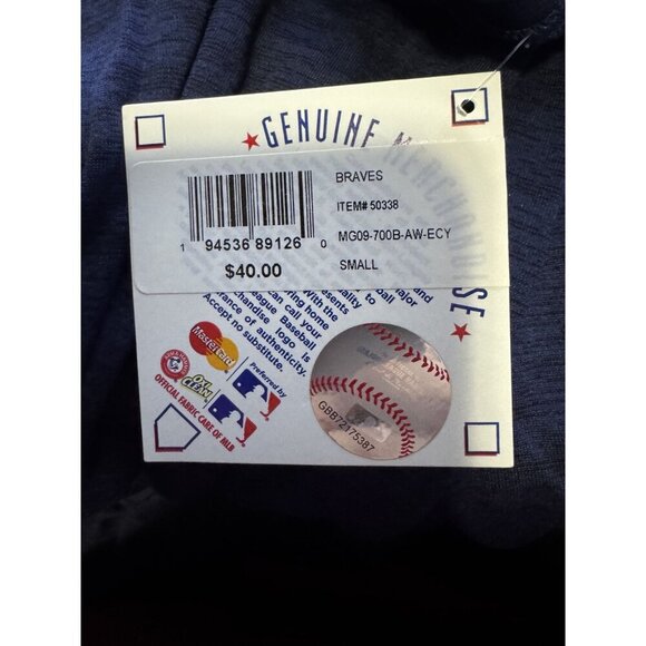 Atlanta Braves Long Sleeve Shirt MLB Baseball Logo Navy Blue Adult Small S NWT - Picture 5 of 8